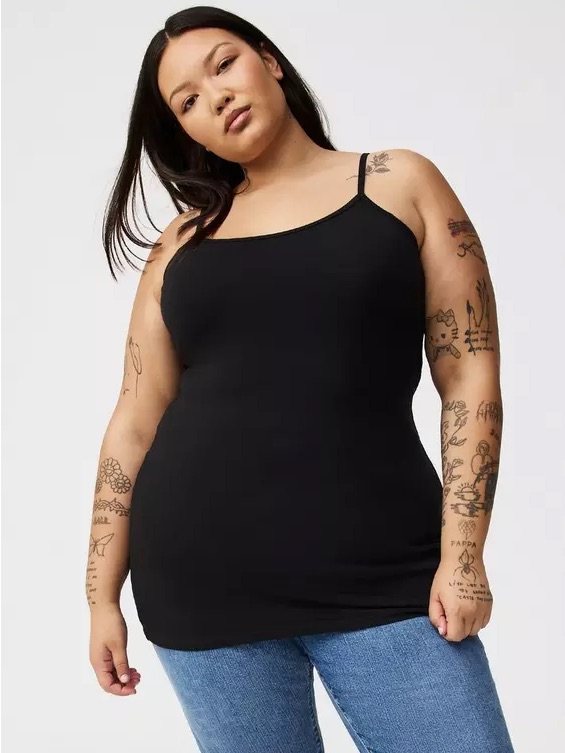 Torrid Foxy Tunic Cami In Deep Black Size 1x New
